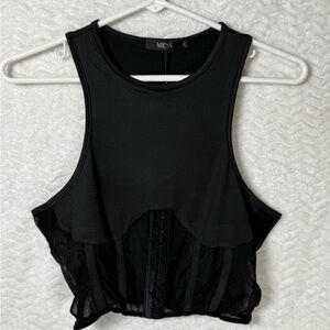 MICAS Black Corset-Front Crop Tank. So sexy and classic!